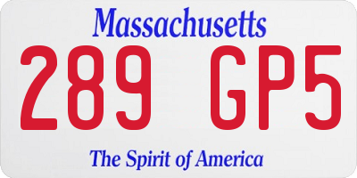 MA license plate 289GP5