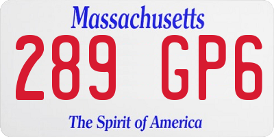 MA license plate 289GP6