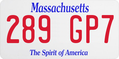 MA license plate 289GP7