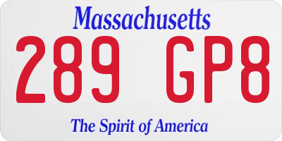 MA license plate 289GP8