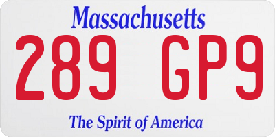 MA license plate 289GP9