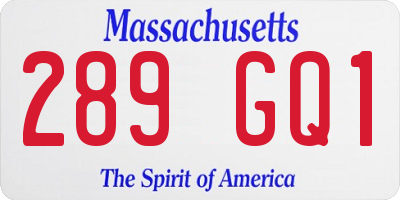 MA license plate 289GQ1