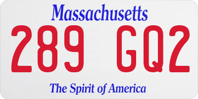 MA license plate 289GQ2