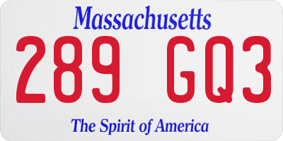 MA license plate 289GQ3