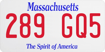 MA license plate 289GQ5