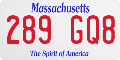 MA license plate 289GQ8