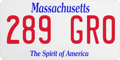 MA license plate 289GR0