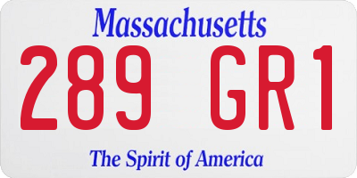 MA license plate 289GR1