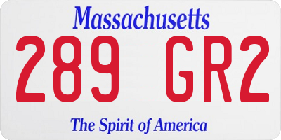 MA license plate 289GR2