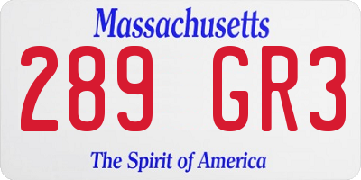 MA license plate 289GR3