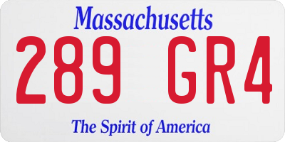 MA license plate 289GR4