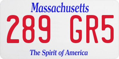 MA license plate 289GR5