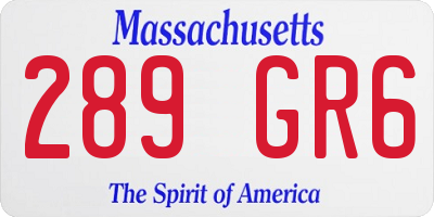 MA license plate 289GR6