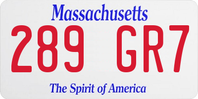 MA license plate 289GR7