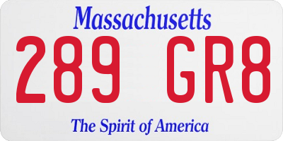 MA license plate 289GR8