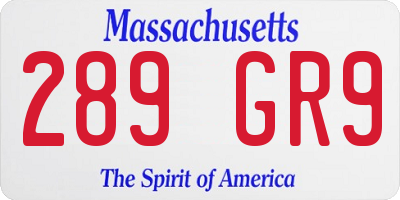 MA license plate 289GR9