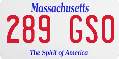 MA license plate 289GS0
