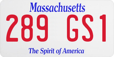 MA license plate 289GS1