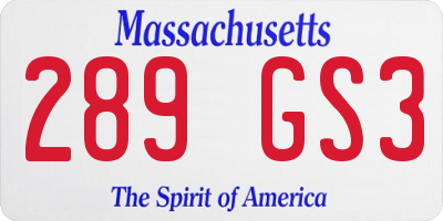 MA license plate 289GS3