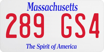 MA license plate 289GS4