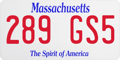 MA license plate 289GS5