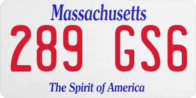 MA license plate 289GS6