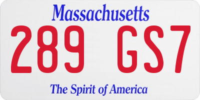 MA license plate 289GS7
