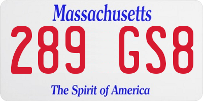 MA license plate 289GS8