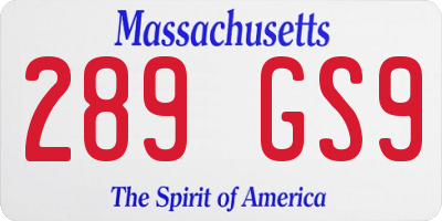 MA license plate 289GS9