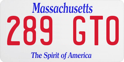 MA license plate 289GT0