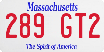 MA license plate 289GT2