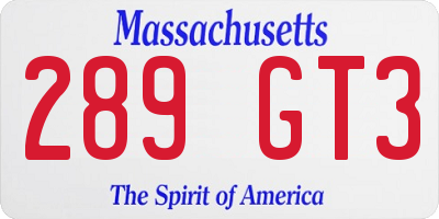 MA license plate 289GT3