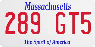 MA license plate 289GT5