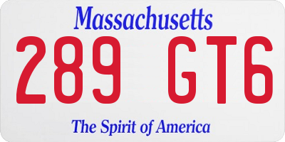 MA license plate 289GT6