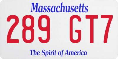 MA license plate 289GT7