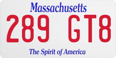 MA license plate 289GT8