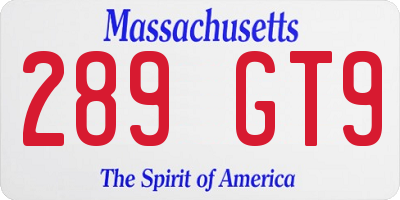 MA license plate 289GT9