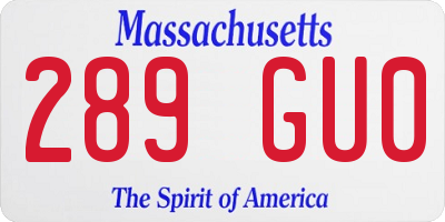 MA license plate 289GU0