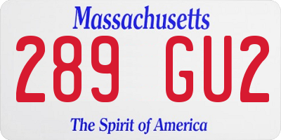 MA license plate 289GU2