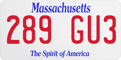 MA license plate 289GU3