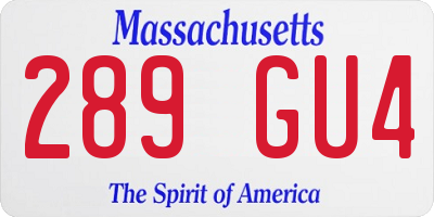 MA license plate 289GU4