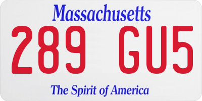 MA license plate 289GU5