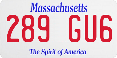 MA license plate 289GU6