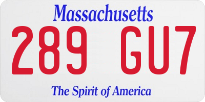MA license plate 289GU7