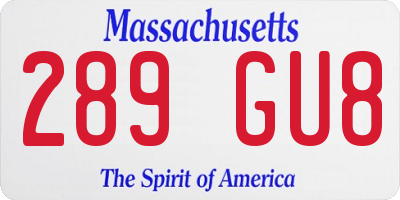 MA license plate 289GU8