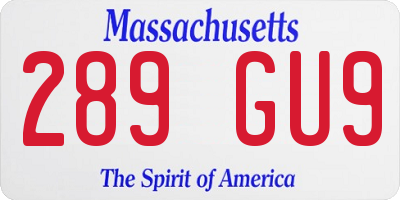 MA license plate 289GU9