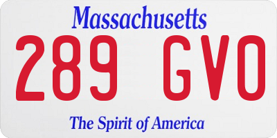 MA license plate 289GV0