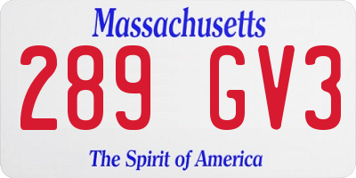 MA license plate 289GV3