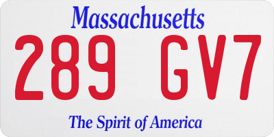 MA license plate 289GV7