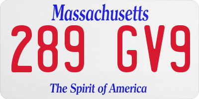 MA license plate 289GV9